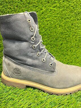 Timberland Teddy Fleece Fold Down Womens Size 6.5 Gray Brown Hiking Boots